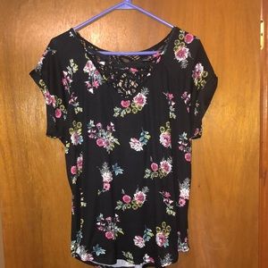 Black floral shirt